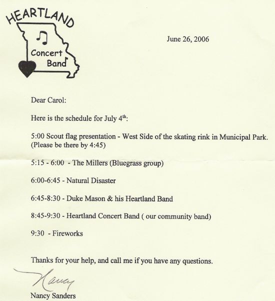 July 4, 2006 Schedule of Events